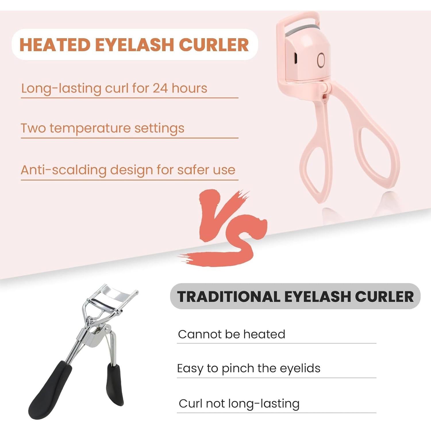Rizador de Pestañas Eléctrico USB Recargable Rosa - 24H