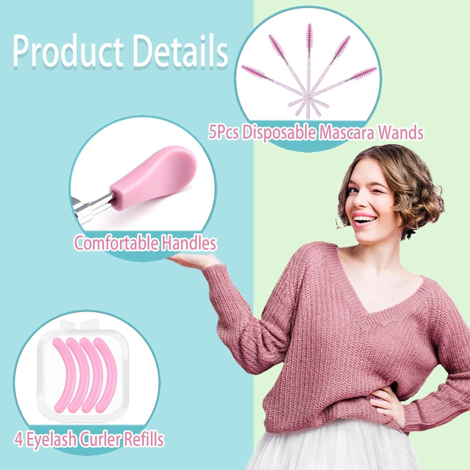 Rizador de Pestañas BenePoint Rosa con 4 Almohadillas y 5 Cepillos