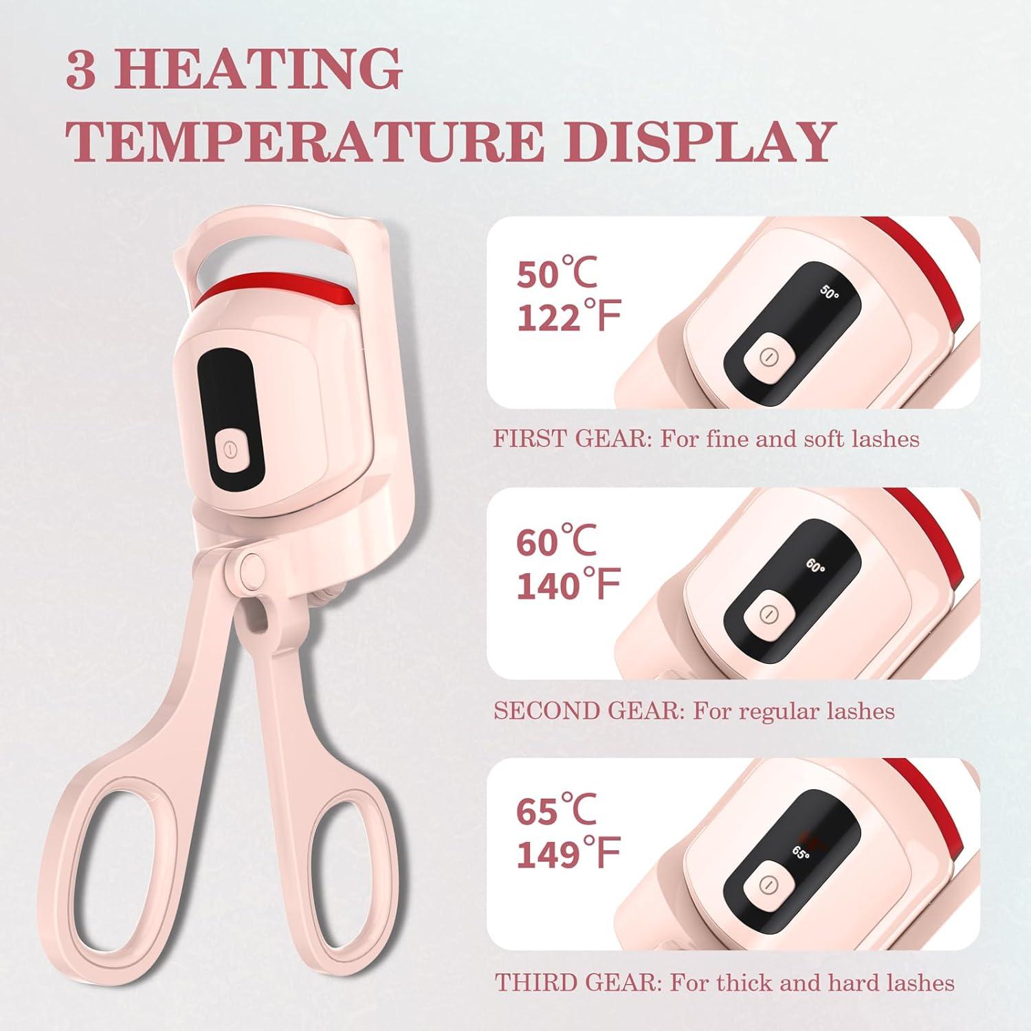 Rizador de Pestañas Calentado LICNIA Rosa con Pantalla LCD