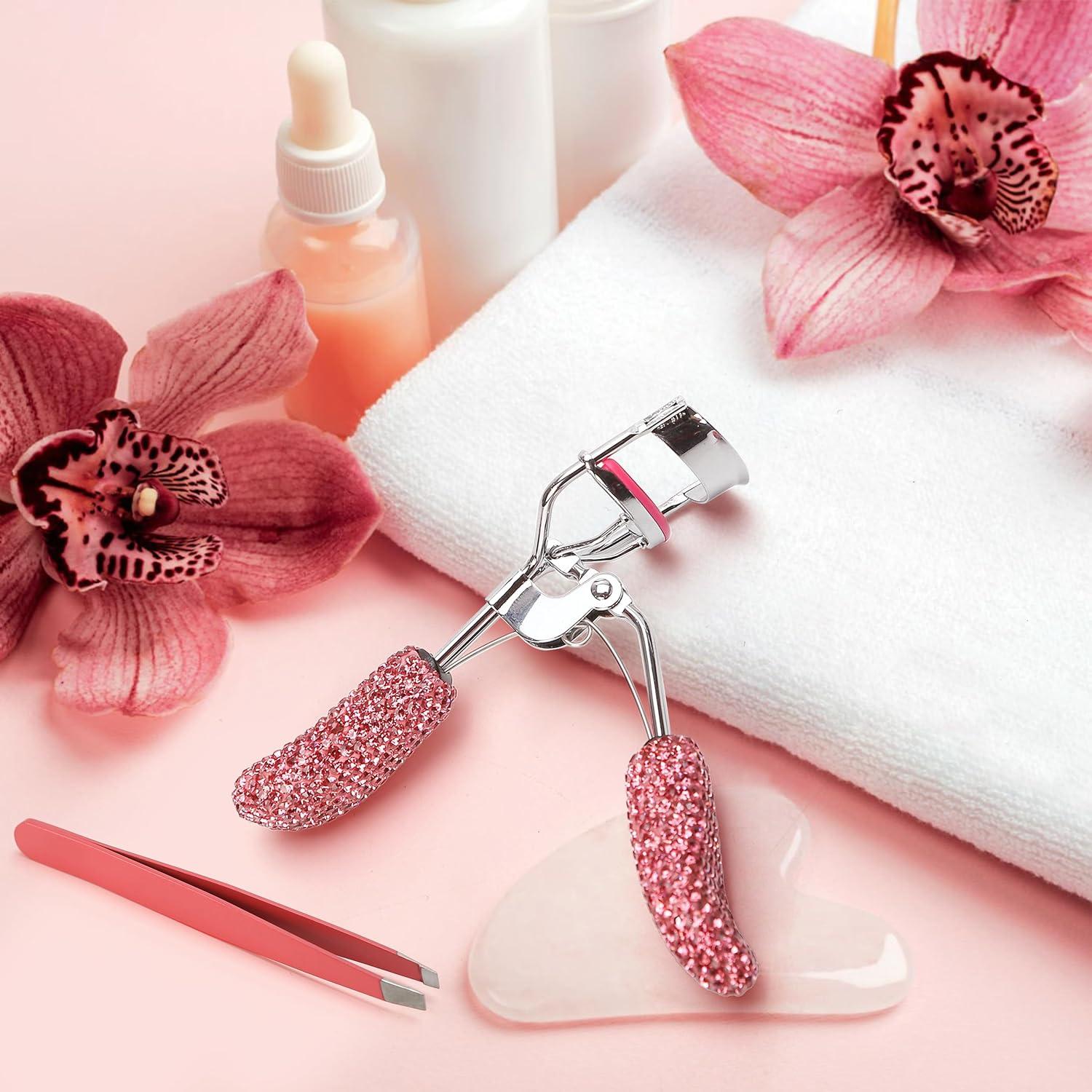 Rizador de Pestañas Rosa Badong con Pinzas de Precisión