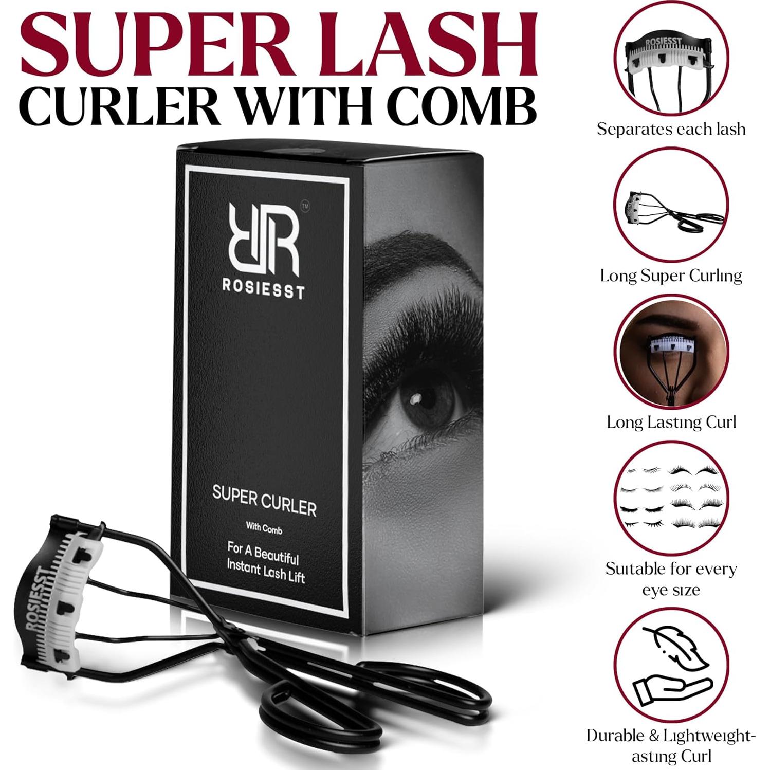 Rizador de Pestañas Rosiesst con Peine Separador - Calidad Premium