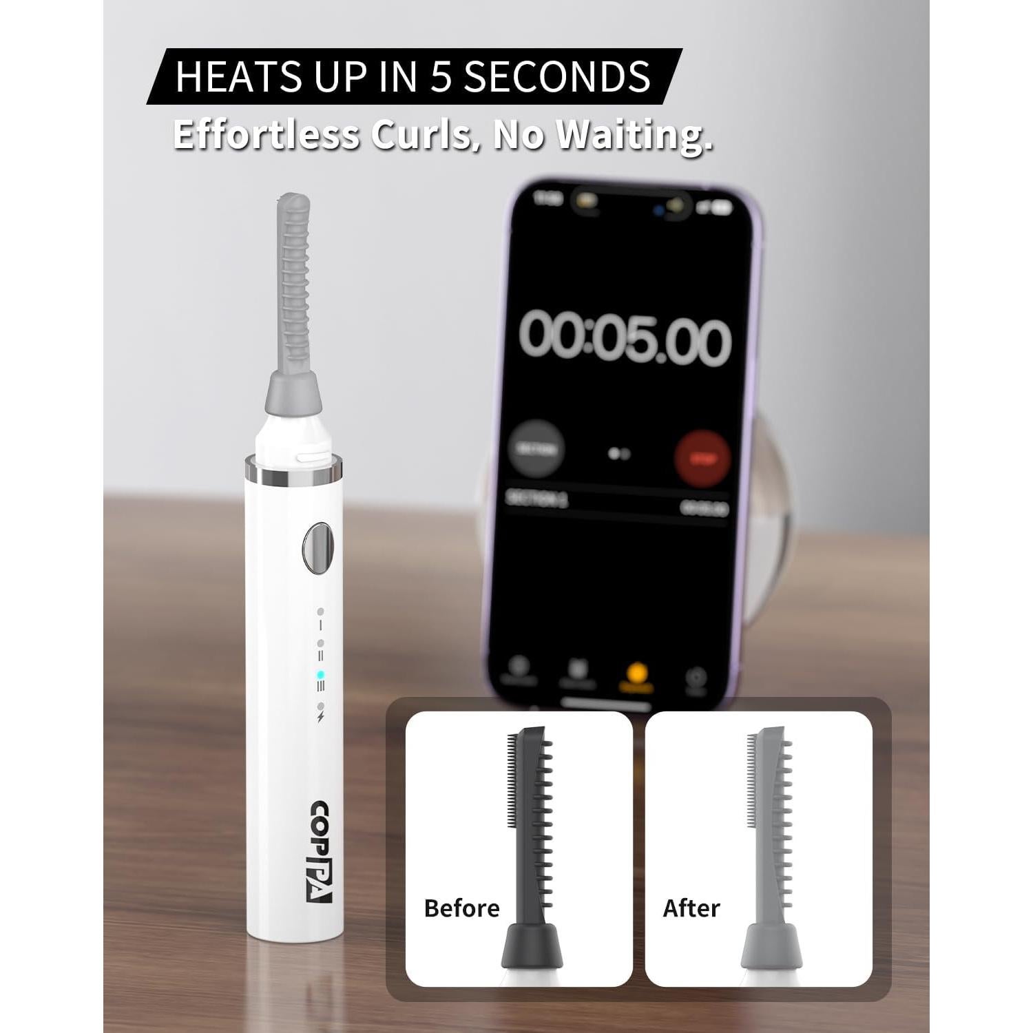 Rizador de Pestañas Eléctrico COPPA LP-1 3 en 1 Blanco