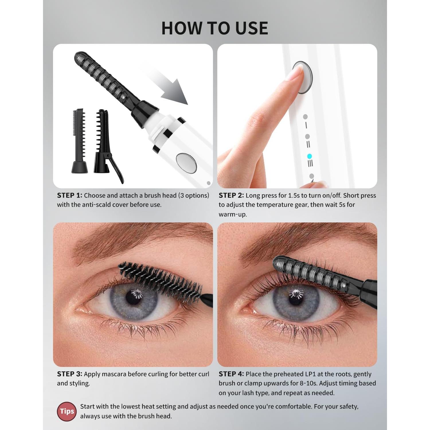 Rizador de Pestañas Eléctrico COPPA LP-1 3 en 1 Blanco