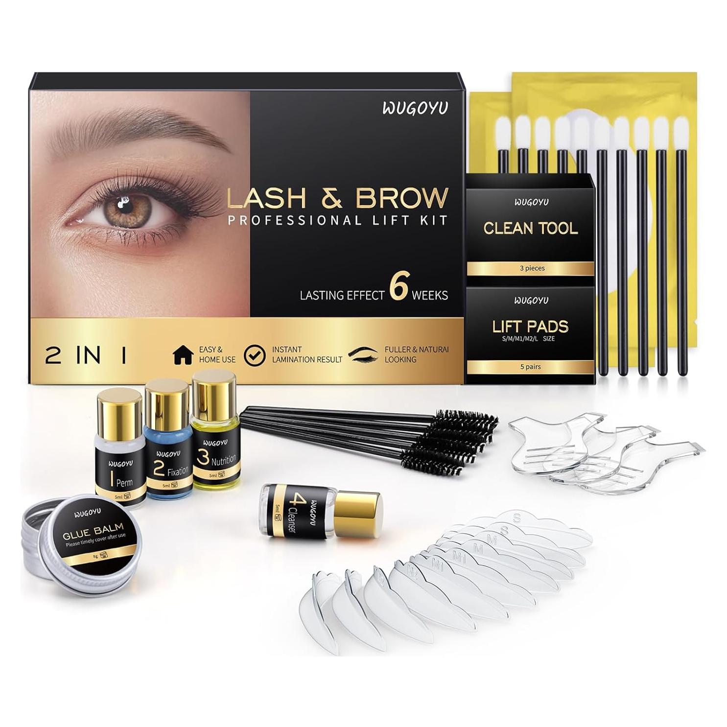 Kit de Elevación de Pestañas y Cejas WUGOYU 2 en 1 Profesional