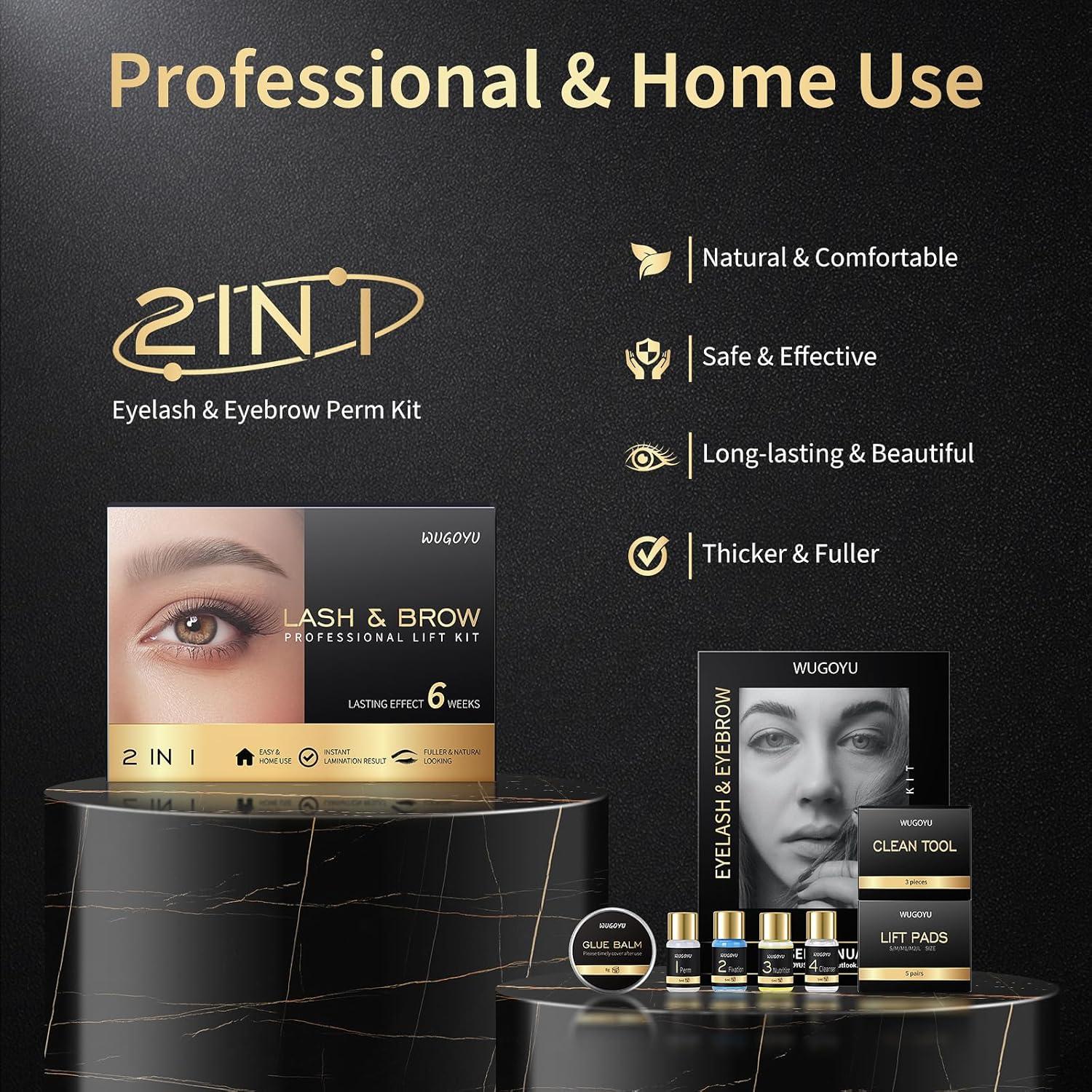 Kit de Elevación de Pestañas y Cejas WUGOYU 2 en 1 Profesional