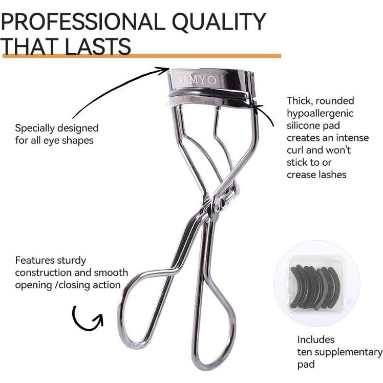 Rizador de Pestañas Namyo Plata Perla con 10 Recargas de Silicona