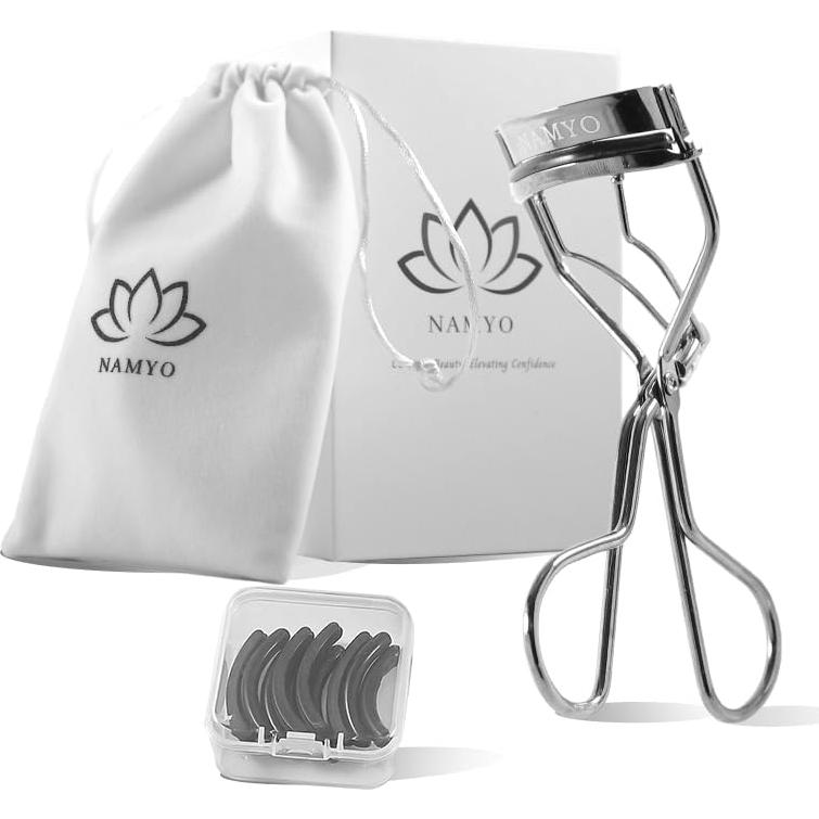 Rizador de Pestañas Namyo Plata Perla con 10 Recargas de Silicona