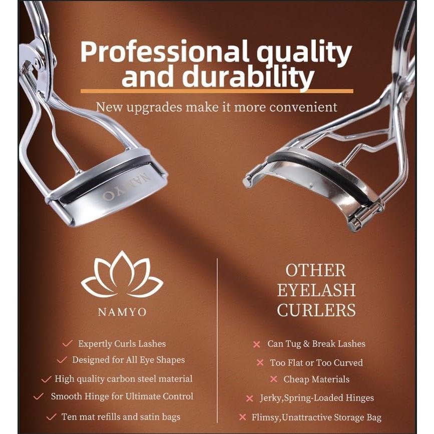 Rizador de Pestañas Namyo Plata Perla con 10 Recargas de Silicona