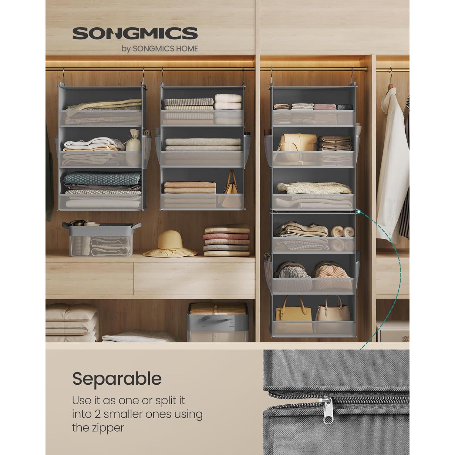 SONGMICS Organizador Colgante de Closet 2 Piezas 6 Niveles Gris