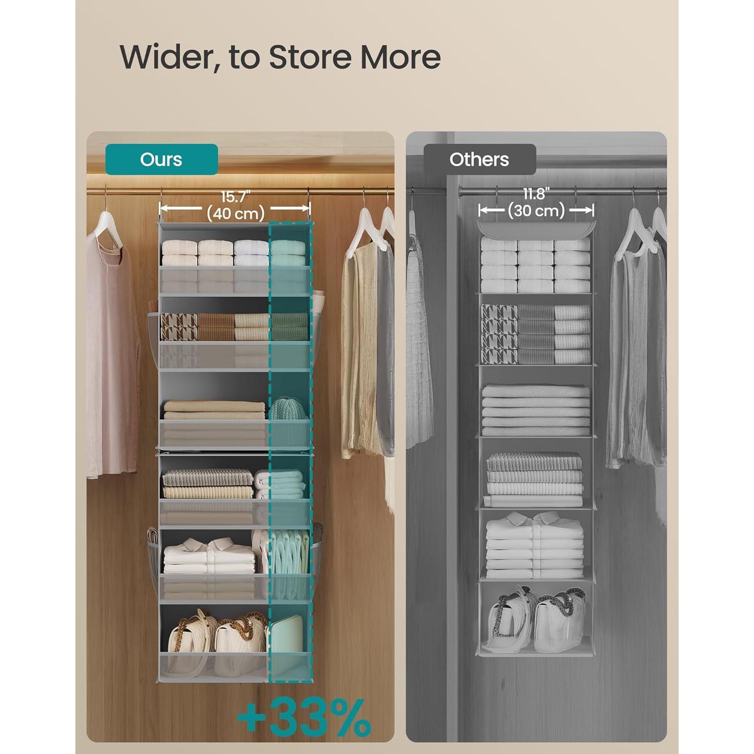 SONGMICS Organizador Colgante de Closet 2 Piezas 6 Niveles Gris