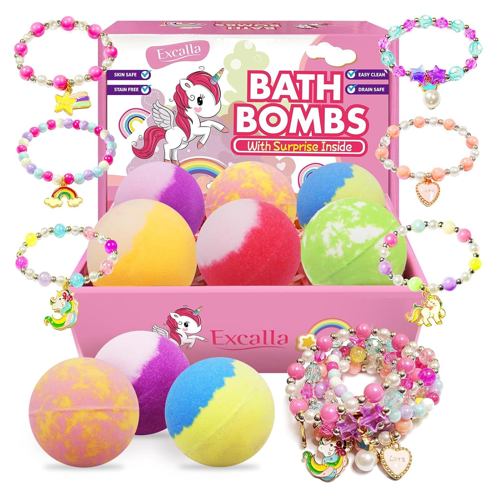 Set de 6 Bolas de Baño Unicornio Excalla con Joyería