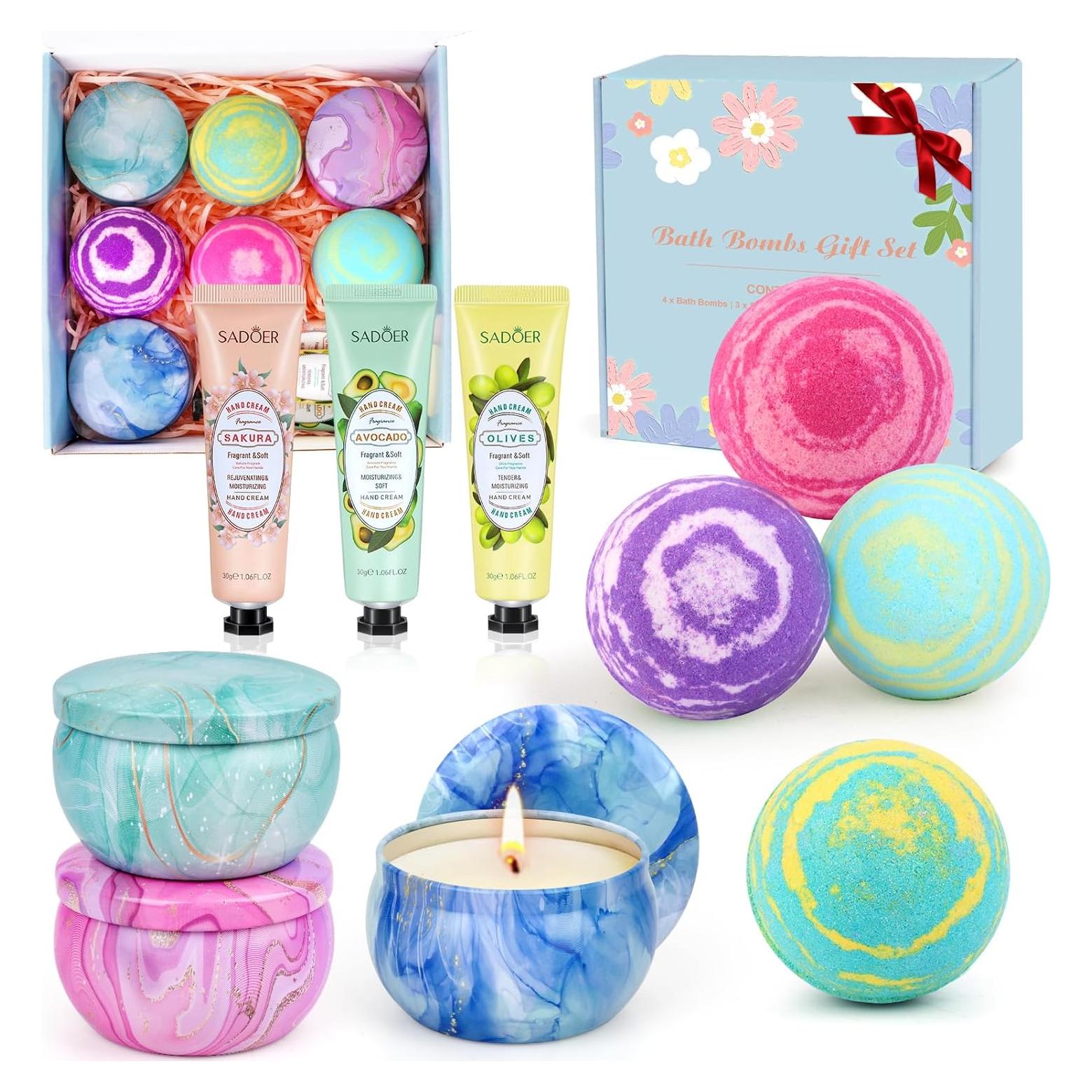 Juego de Bombas de Baño SUPERSUN - 4 Bombas Grandes + 3 Velas + 3 Lociones