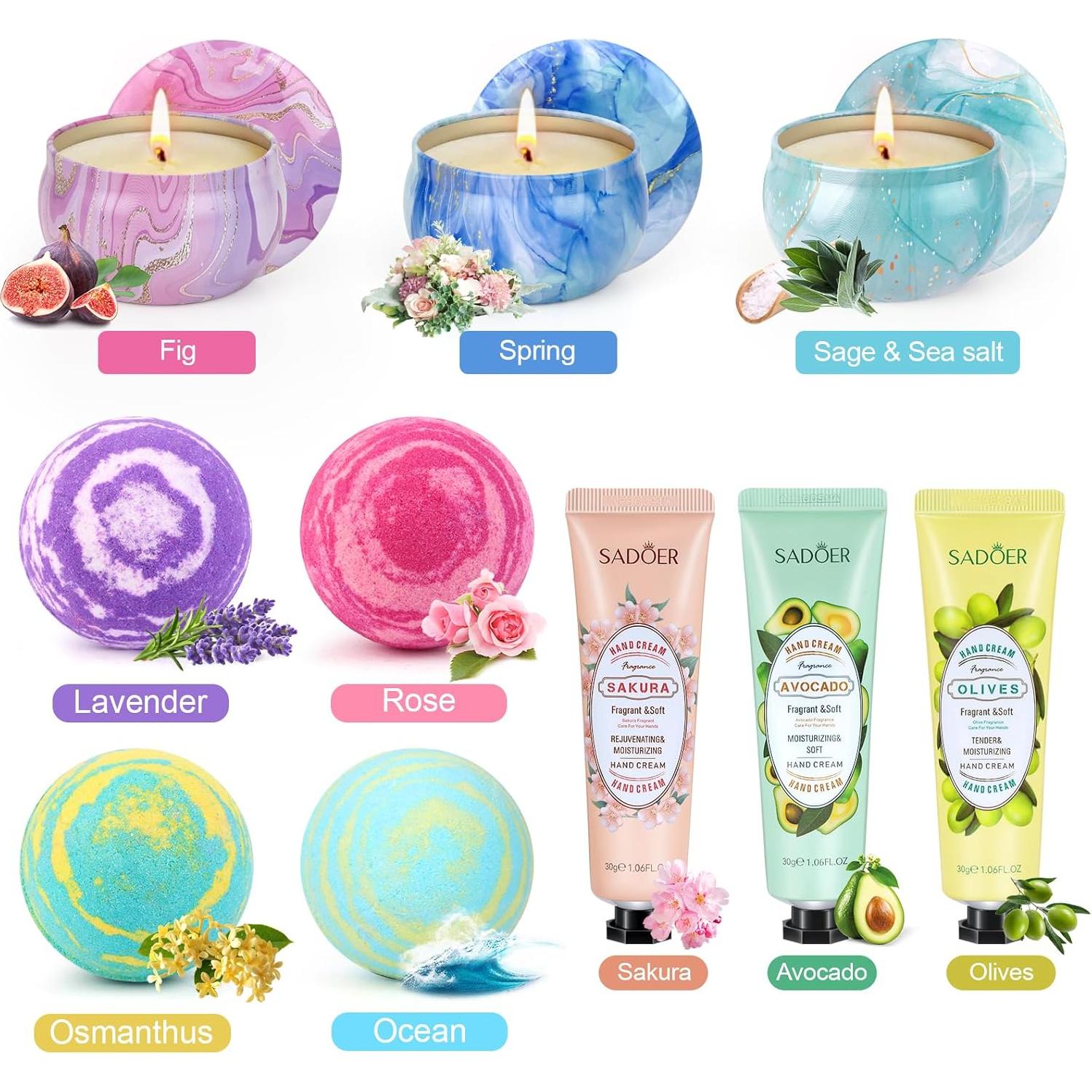 Juego de Bombas de Baño SUPERSUN - 4 Bombas Grandes + 3 Velas + 3 Lociones