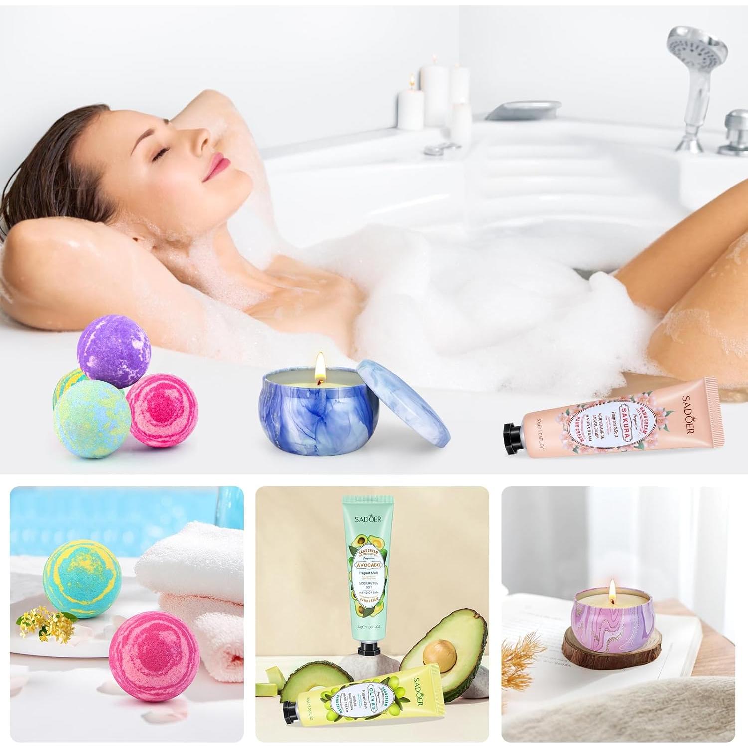 Juego de Bombas de Baño SUPERSUN - 4 Bombas Grandes + 3 Velas + 3 Lociones