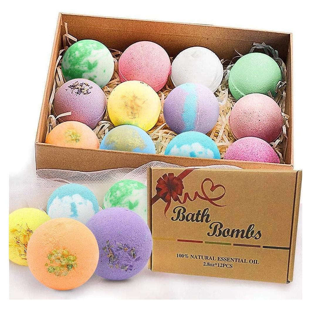 Juego de Bombas de Baño 12 PCS BOENFU 79.4g Aceites Esenciales