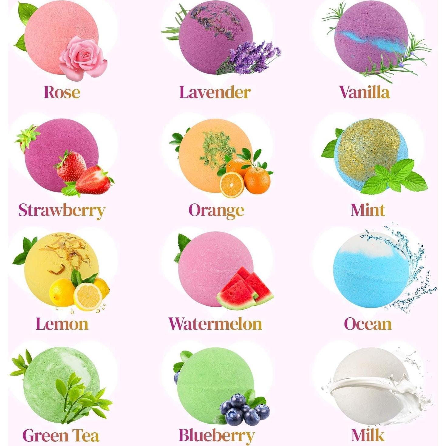 Juego de Bombas de Baño 12 PCS BOENFU 79.4g Aceites Esenciales