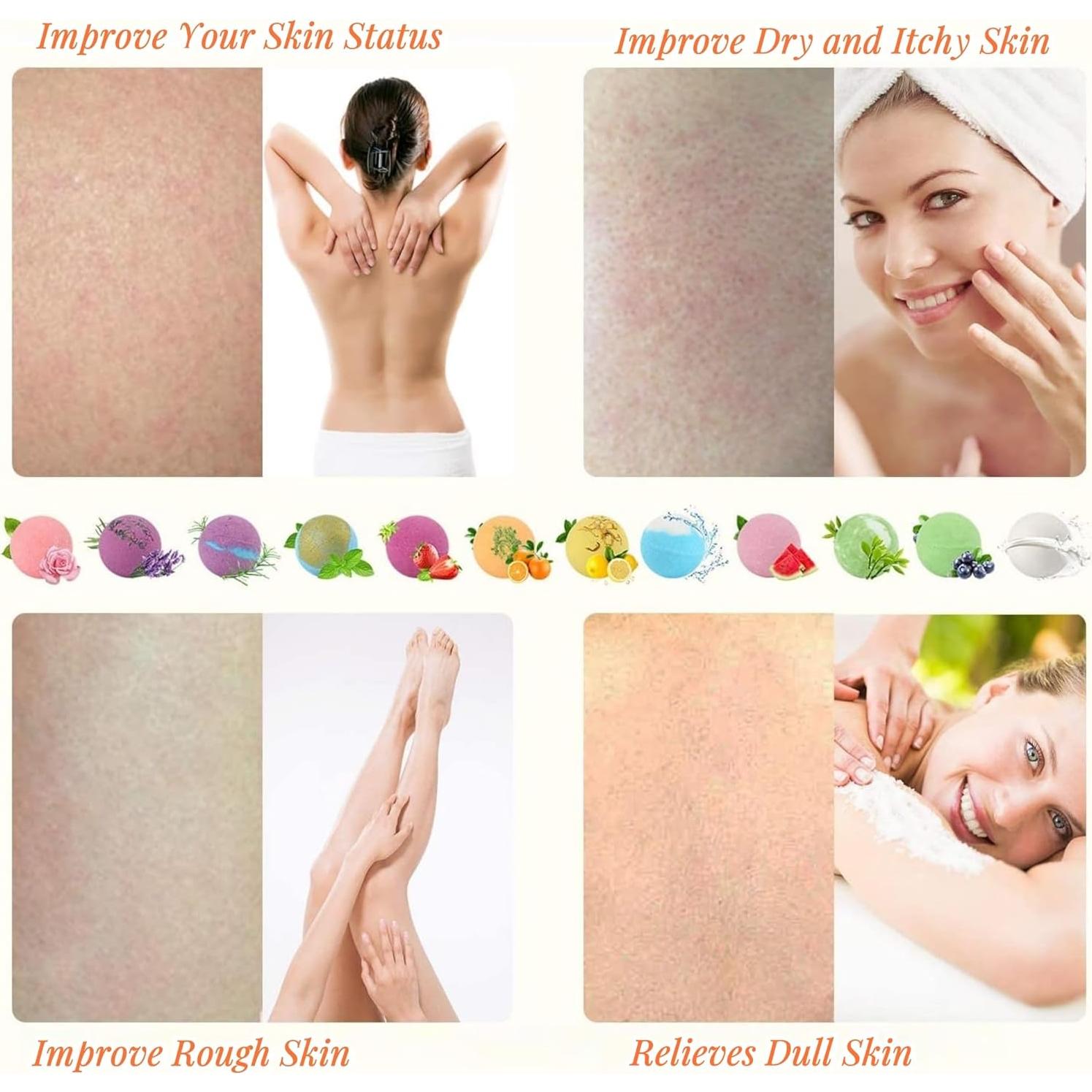 Juego de Bombas de Baño 12 PCS BOENFU 79.4g Aceites Esenciales