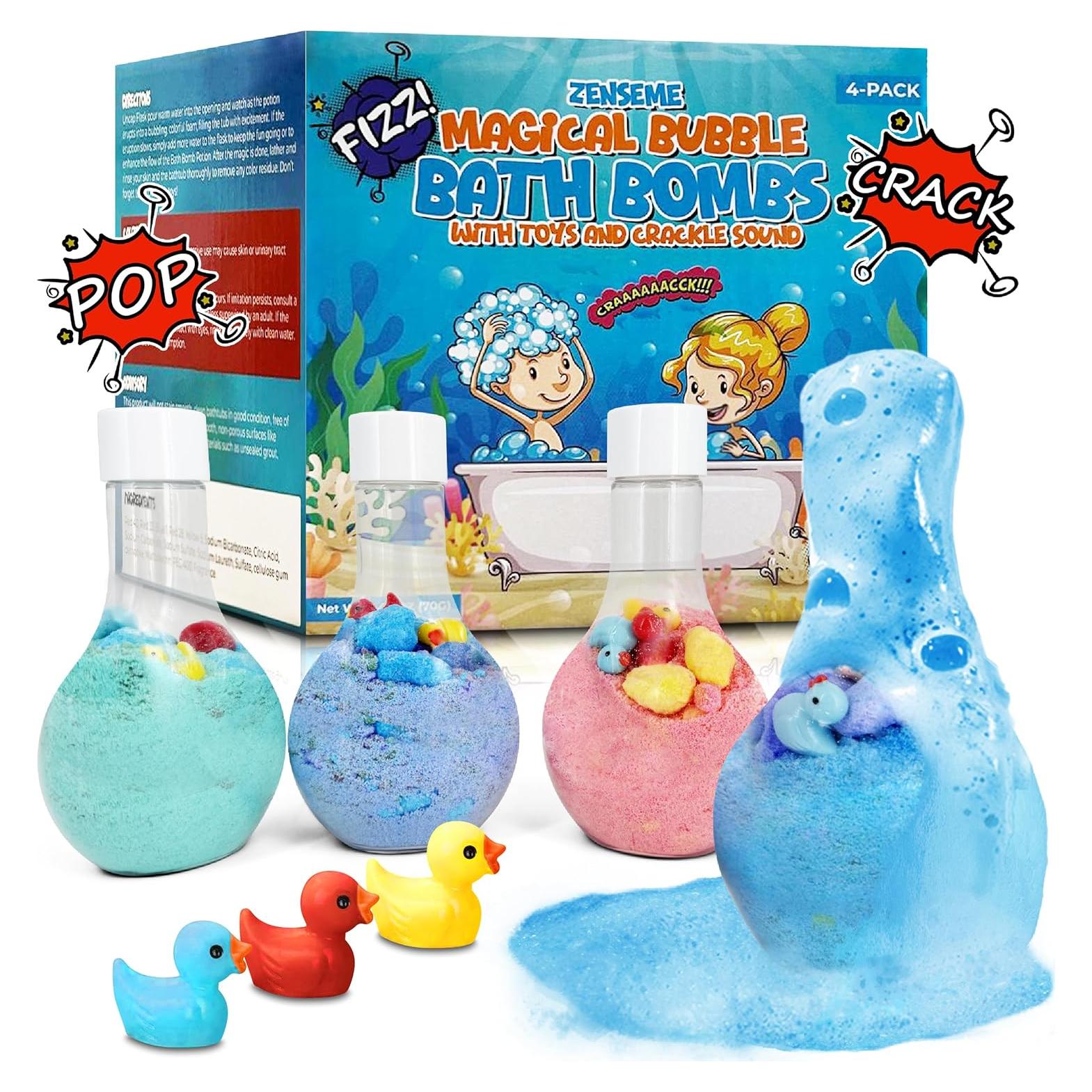 Polvo de Bombas de Baño para Niños ZenseMe - Set de 4 con Patitos