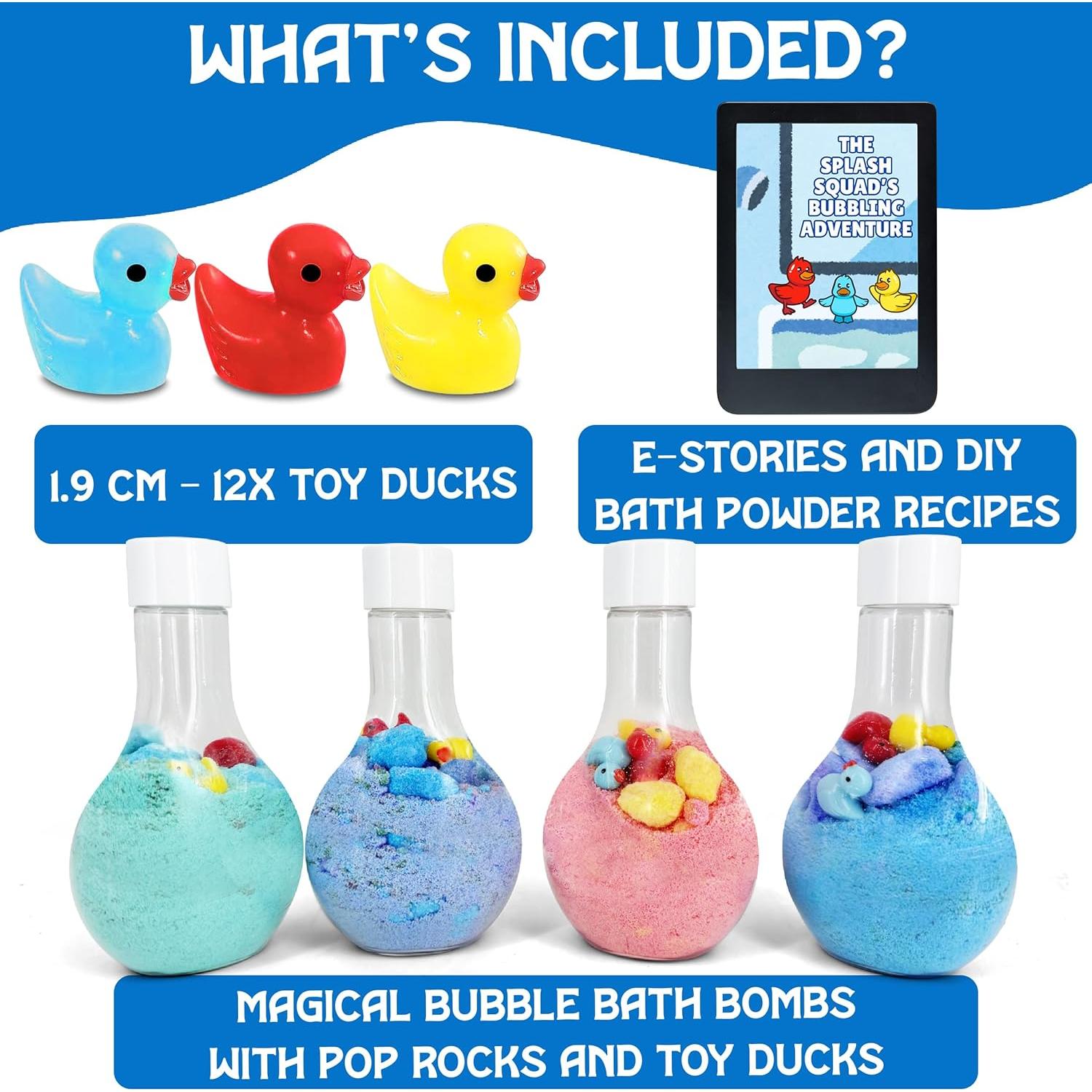 Polvo de Bombas de Baño para Niños ZenseMe - Set de 4 con Patitos