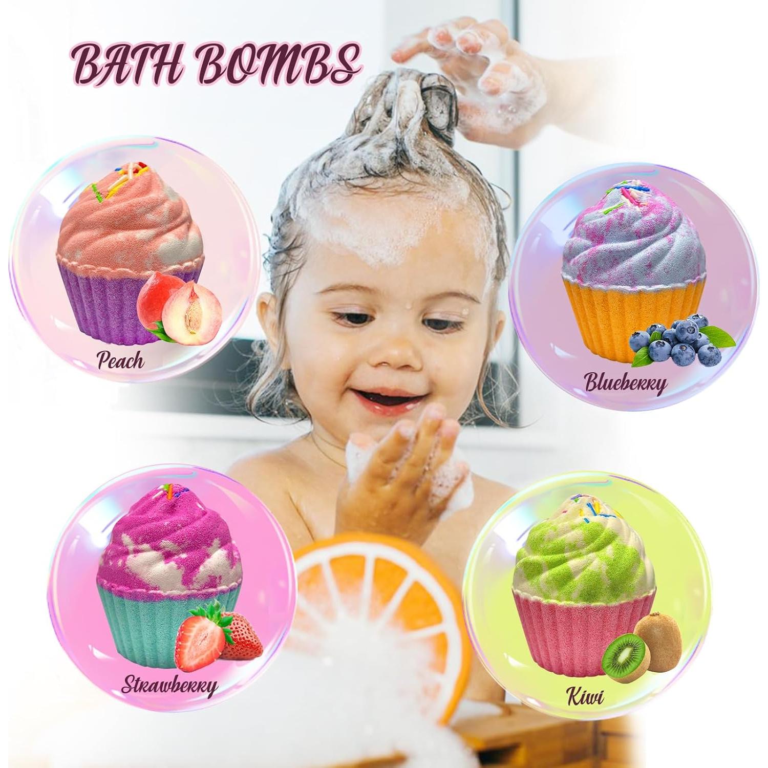 Set de 8 Bombas de Baño Cupcake Excalla con Joyería Sorpresa