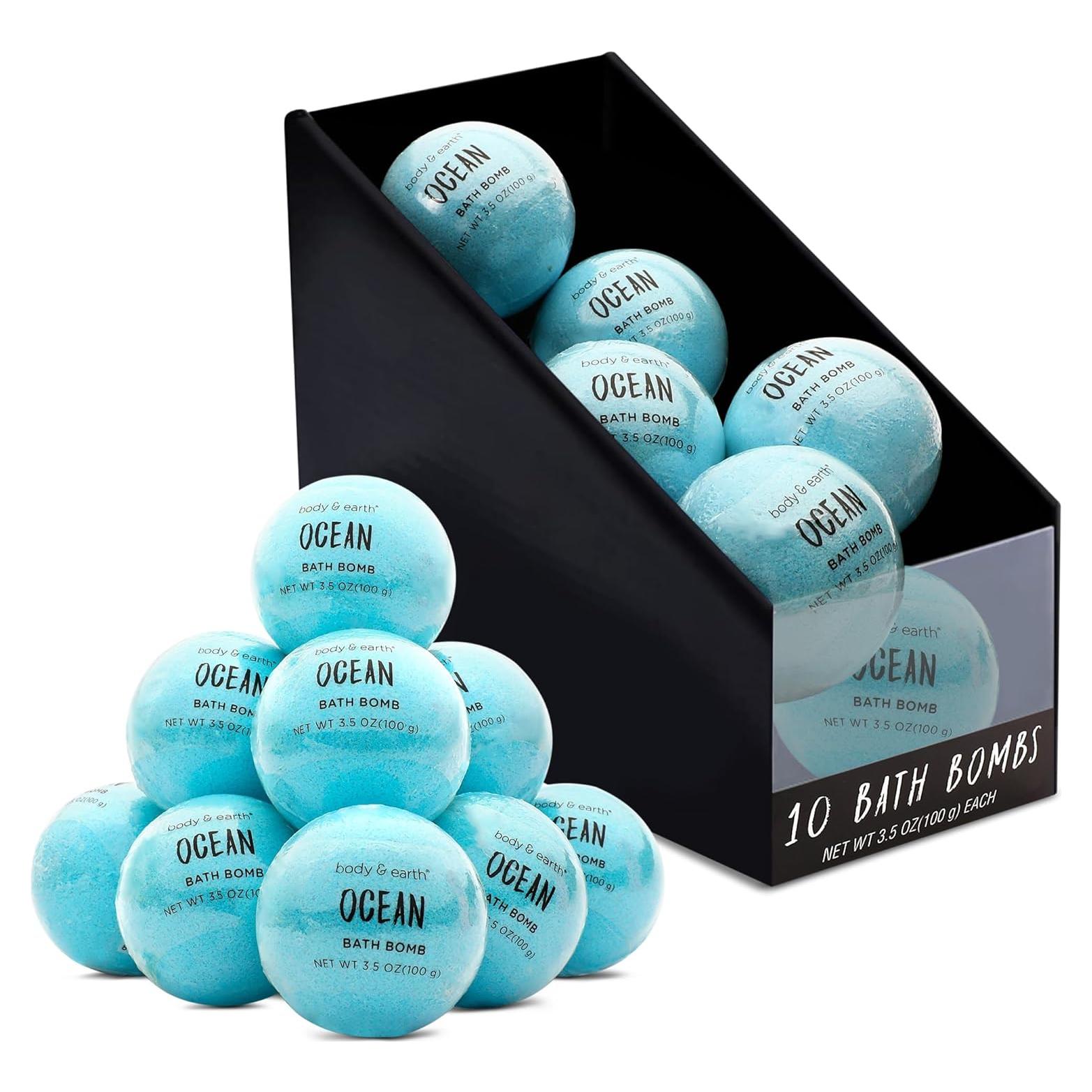 Juego de 10 Bombas de Baño BODY & EARTH 99.22 g Aroma Océano