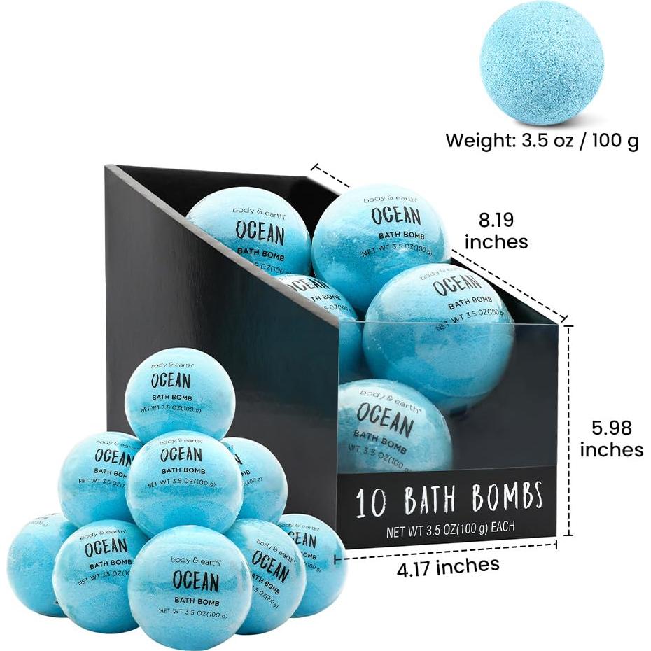 Juego de 10 Bombas de Baño BODY & EARTH 99.22 g Aroma Océano