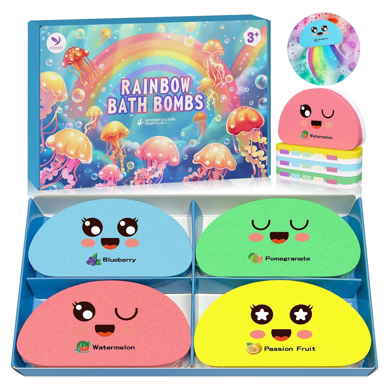 Juego de Bombas de Baño Arcoíris YOJFOJV - 4 Unidades Naturales