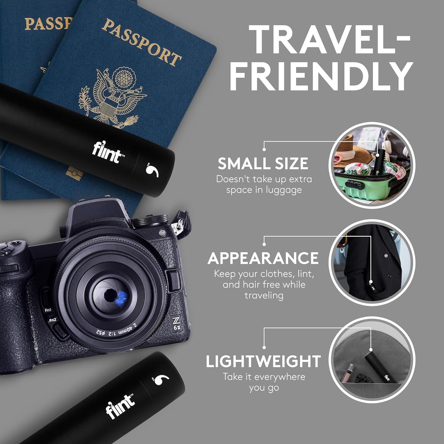 Rodillo Quitapelusas Mini Flint Negro 90 Hojas Extra Pegajosas