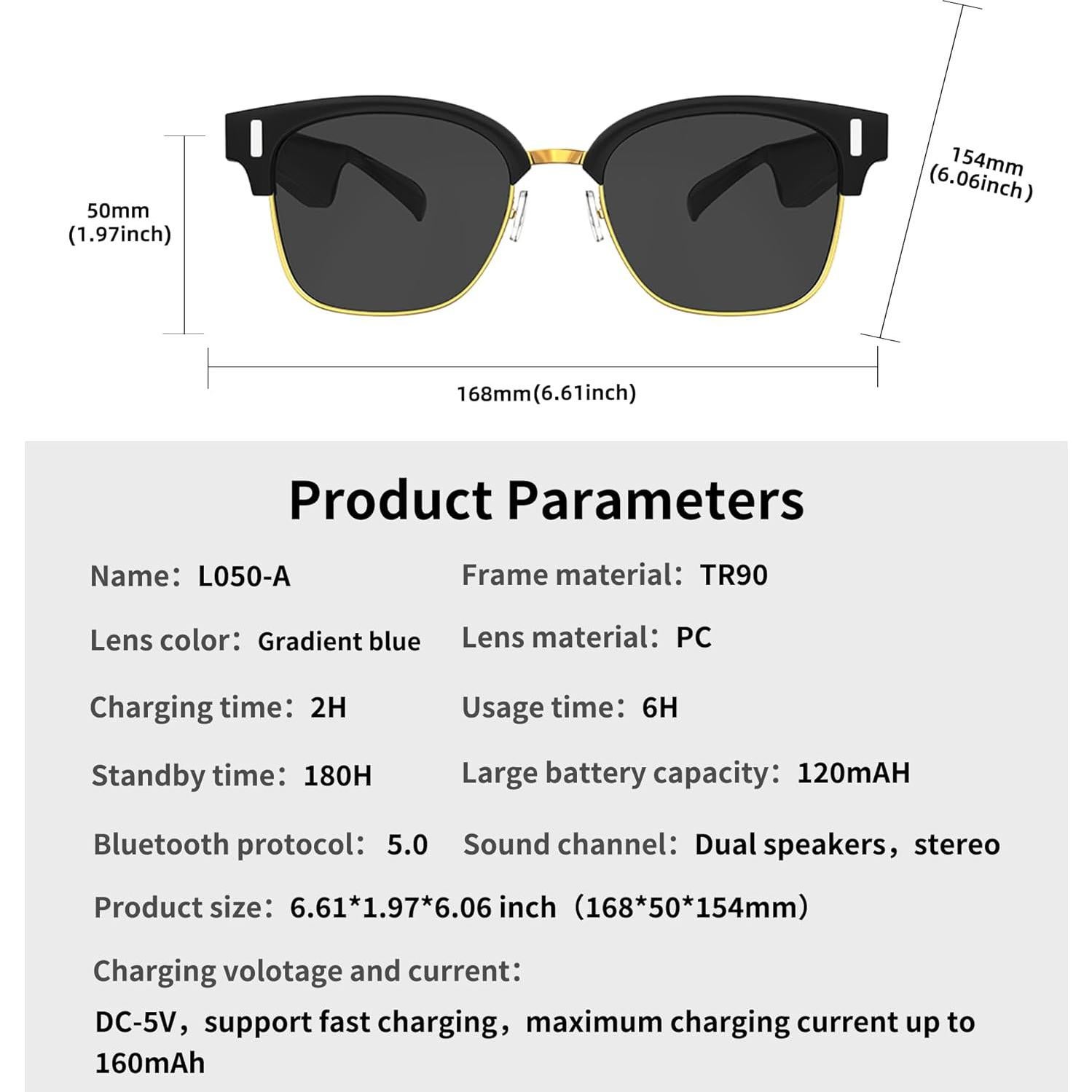 Gafas de sol Bluetooth RERBO con altavoces y UV400