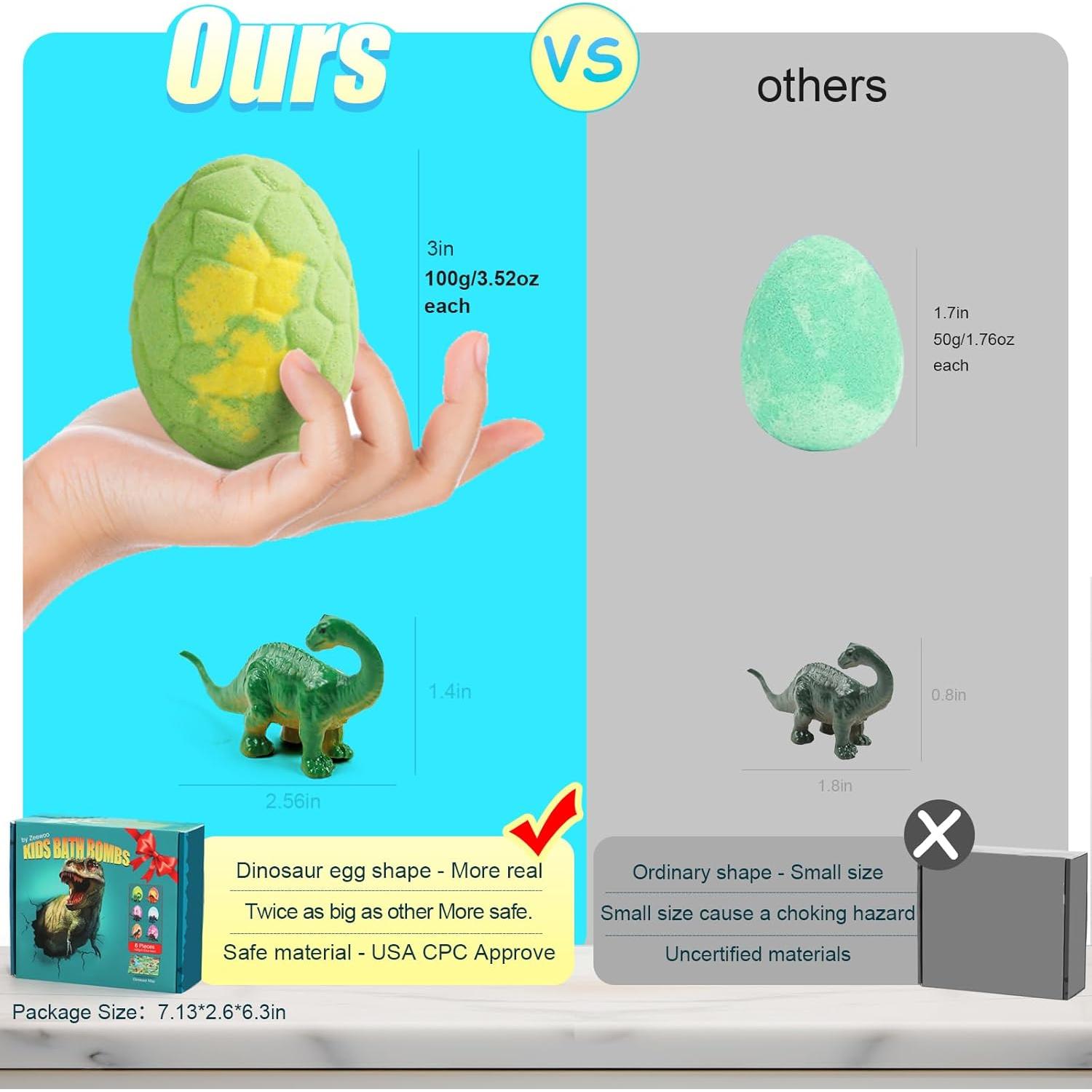 Set de 6 Bombas de Baño con Juguetes Dinosaurio Zeewoo