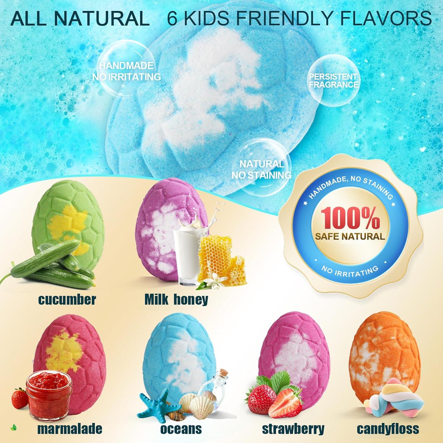 Set de 6 Bombas de Baño con Juguetes Dinosaurio Zeewoo