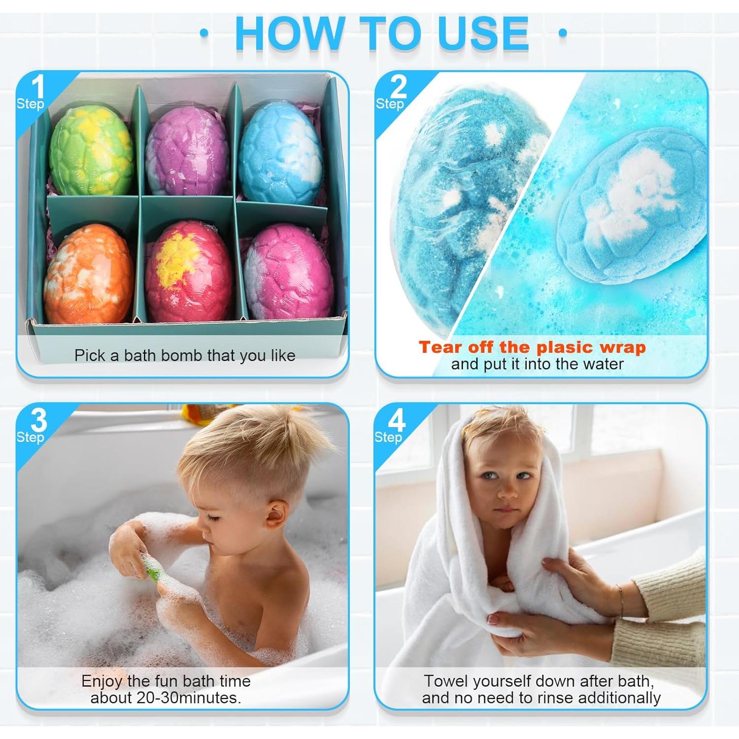 Set de 6 Bombas de Baño con Juguetes Dinosaurio Zeewoo