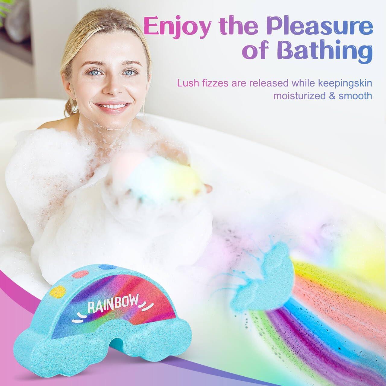 Bombas de Baño Arcoíris AWKUWA - 4 Pcs Naturales Hechas a Mano