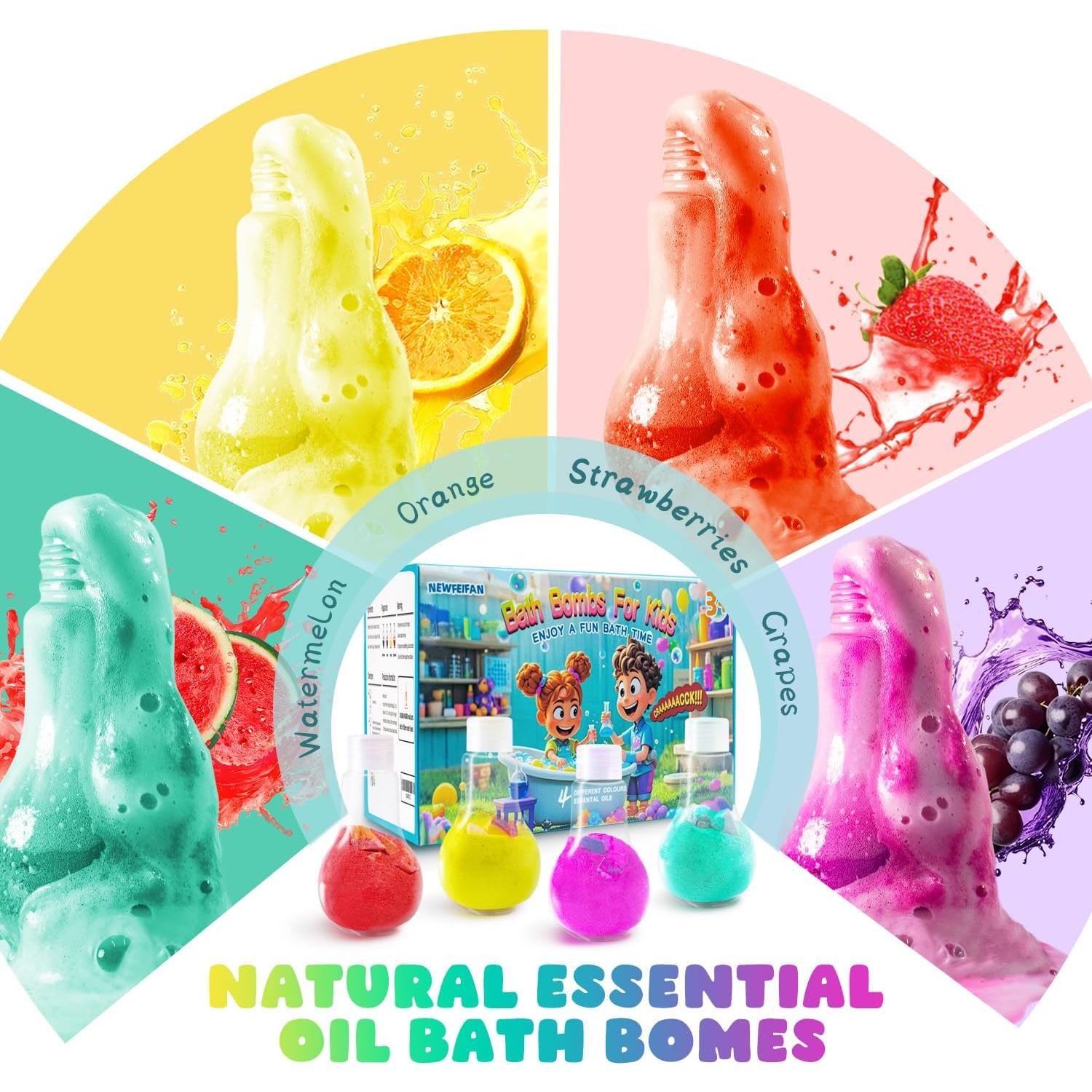 Bombas de Baño para Niños NEWFEIFAN - 4 Piezas Coloridas