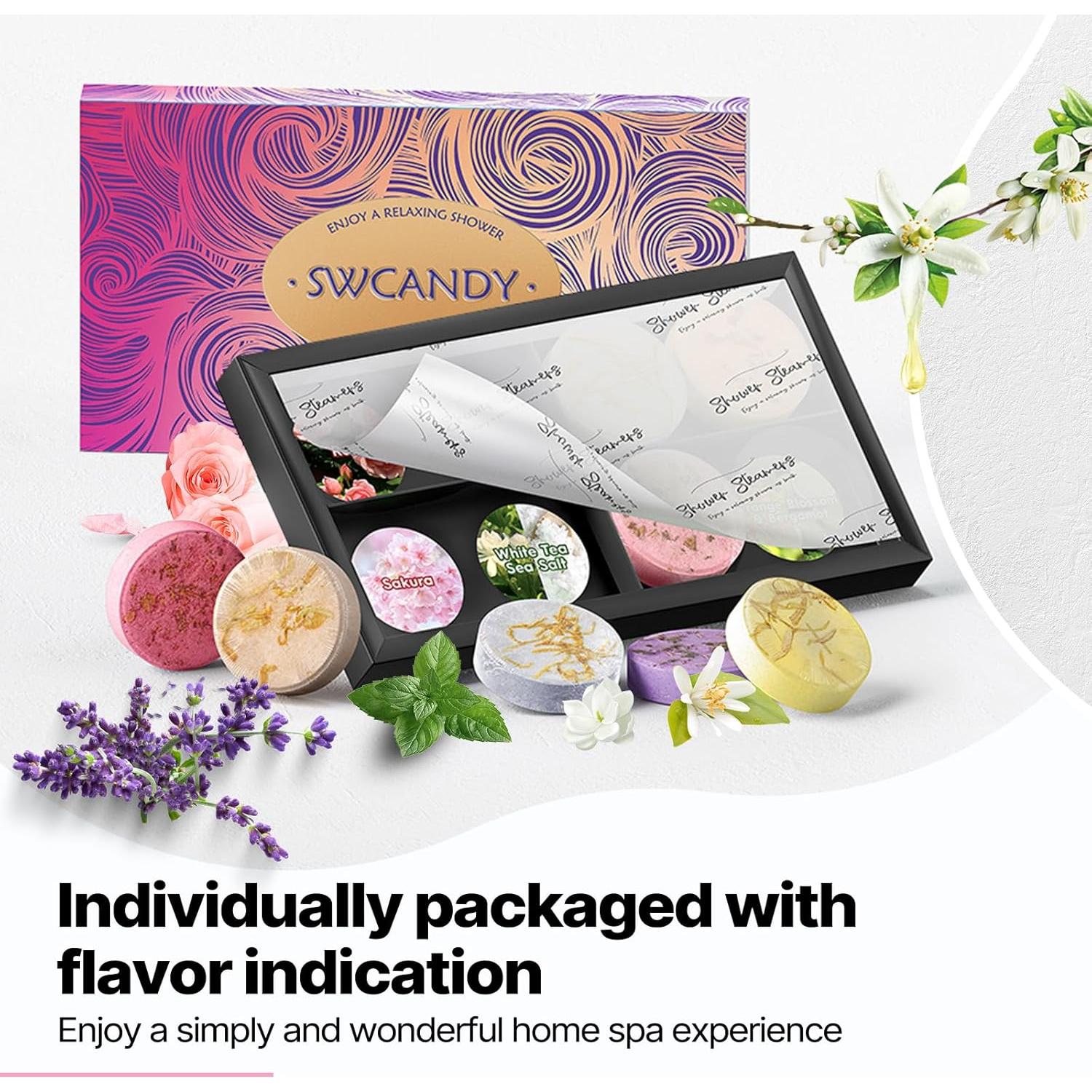 Bombas de Ducha Aromaterapia SWCANDY 8 Pack Aceites Esenciales