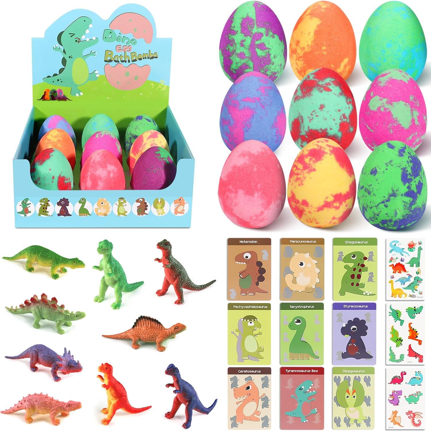 Bombas de Baño Orgánicas STARYAR con Juguetes de Dinosaurios - 9 Piezas