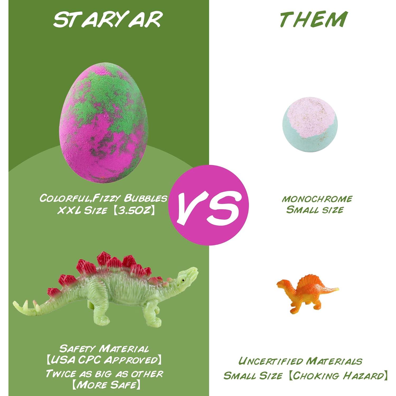 Bombas de Baño Dinosaurio STARYAR - Set de 6 Huevos Efervescentes