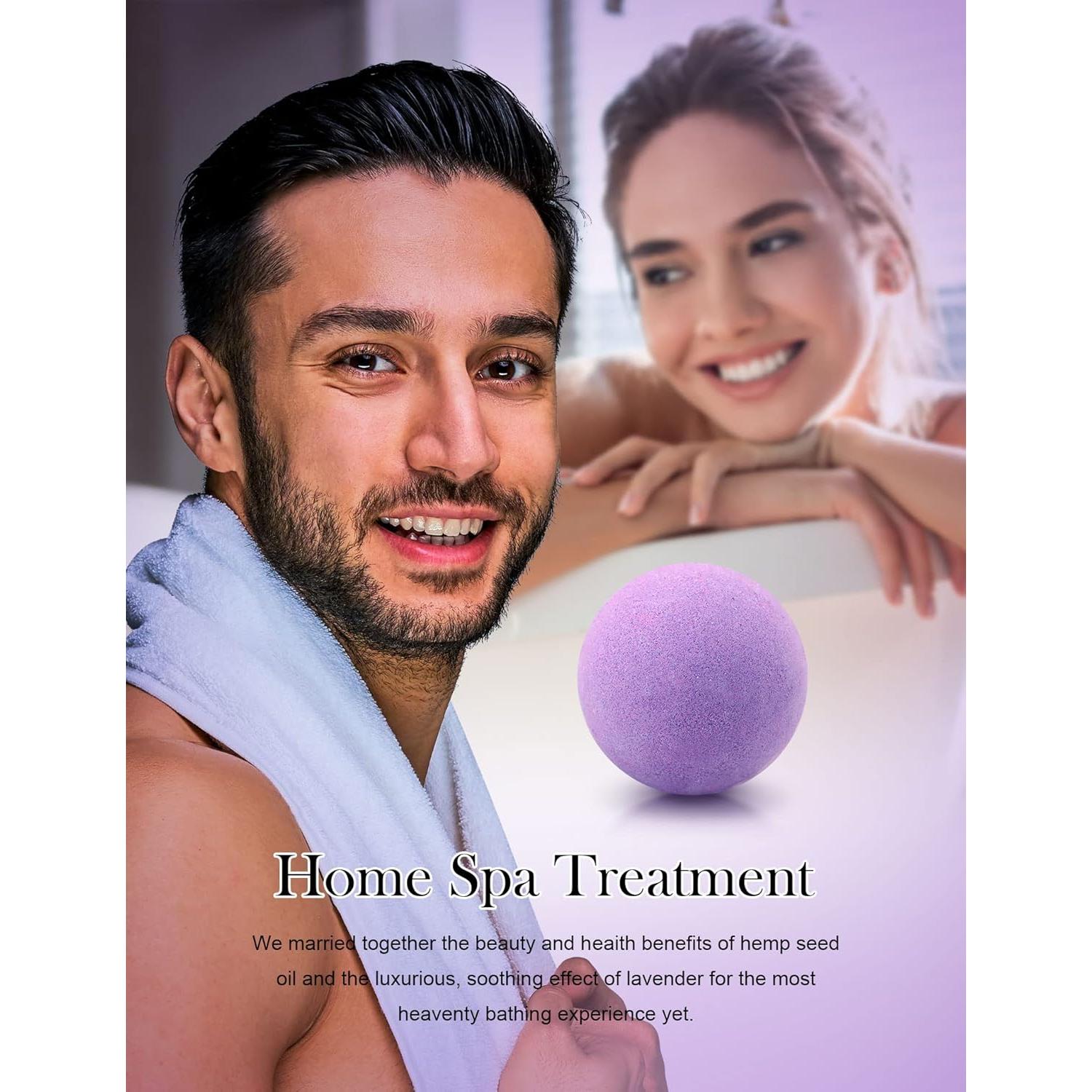 Bombas de Baño KASTU, Paquete de 2 con Aceite de Cáñamo y Lavanda