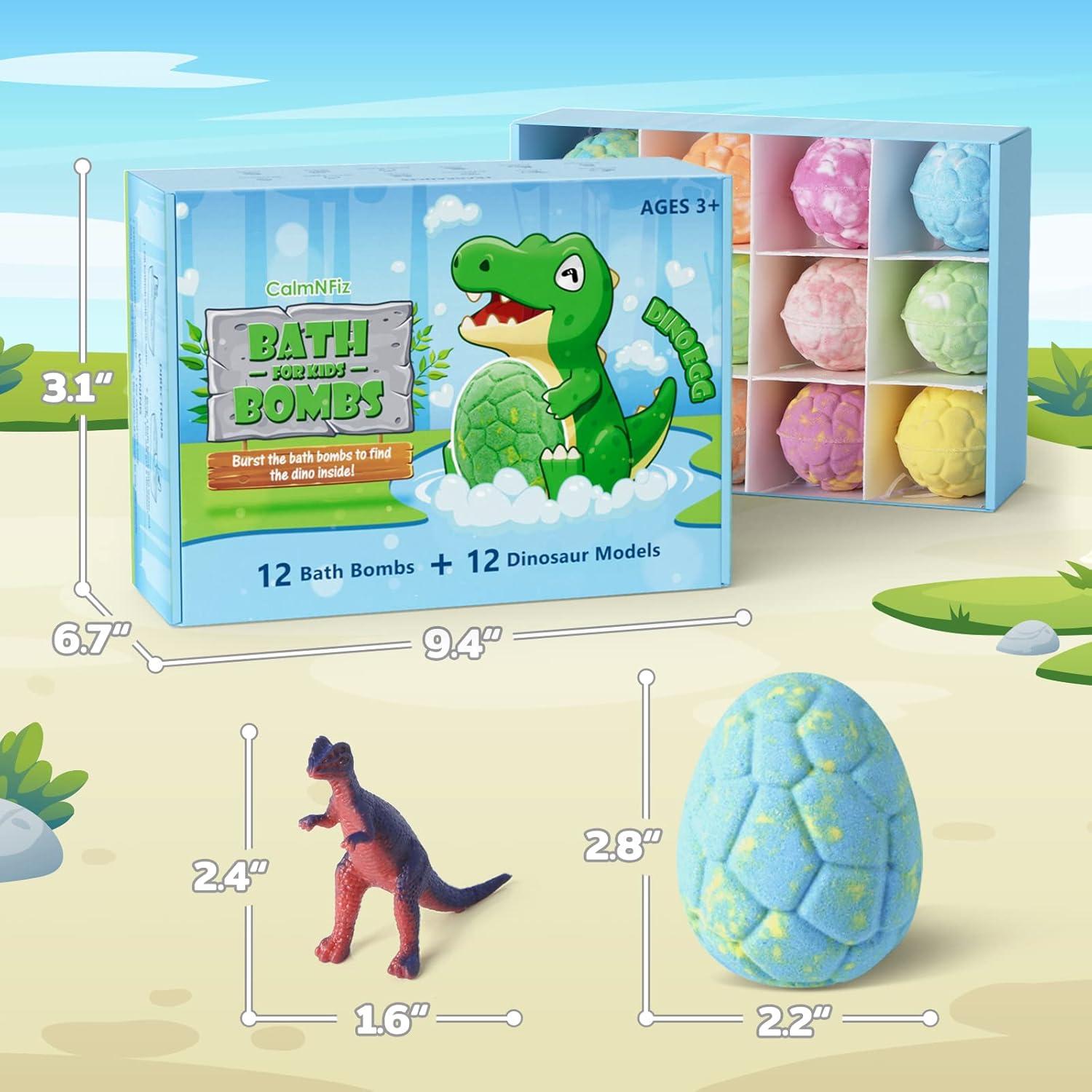 Bolas de Baño Orgánicas CalmNFiz con Juguetes Dinosaurio - 12 Unidades