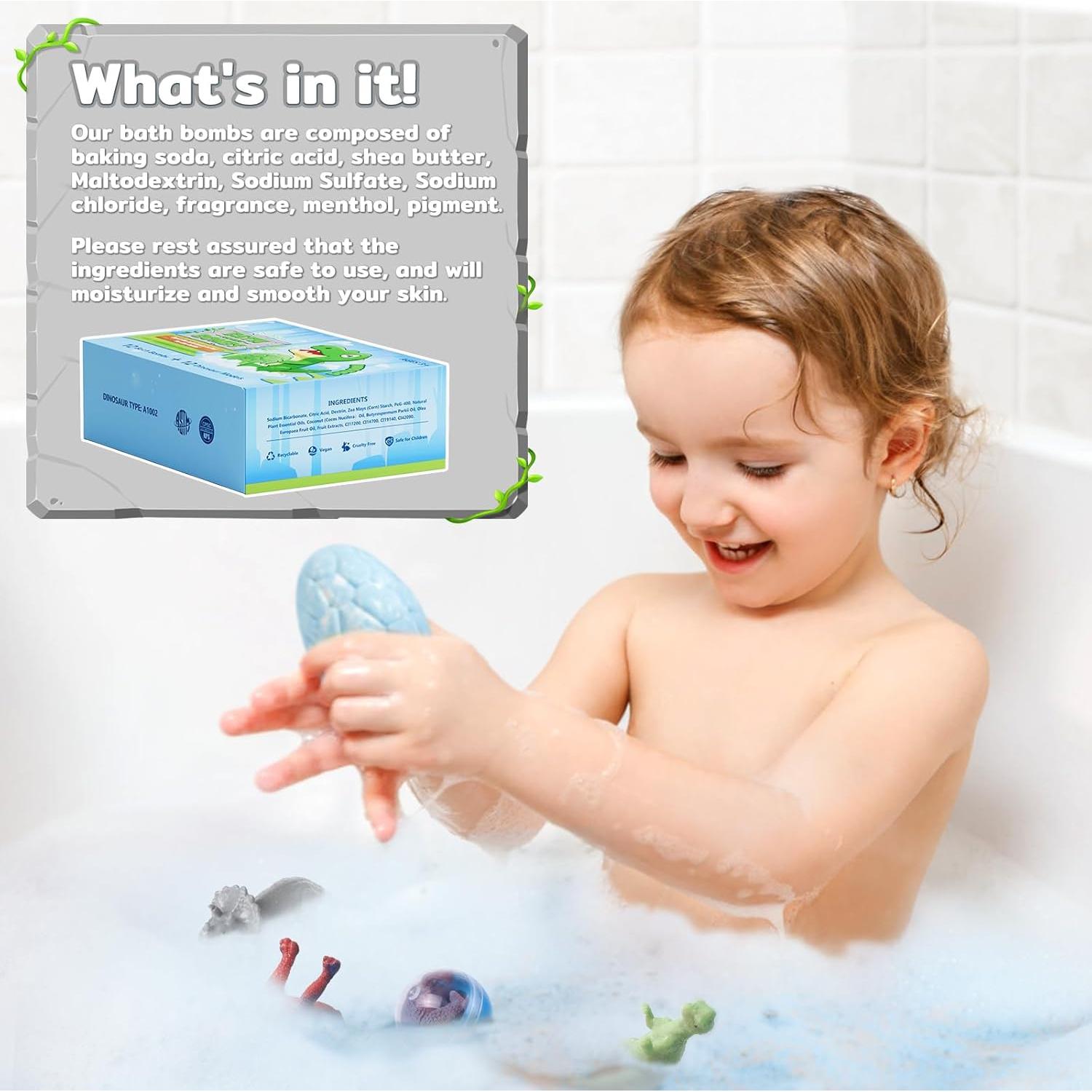 Bolas de Baño Orgánicas CalmNFiz con Juguetes Dinosaurio - 12 Unidades