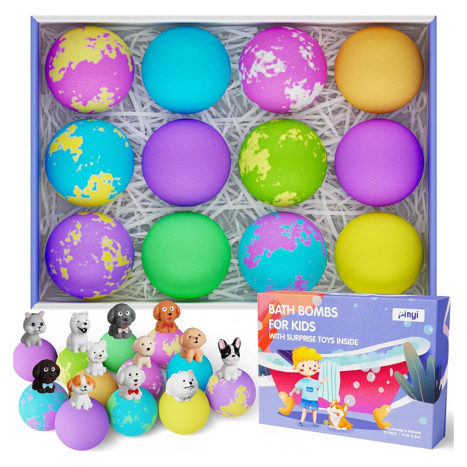 Set de 12 Bombas de Baño Pinyi con Juguetes Sorpresa