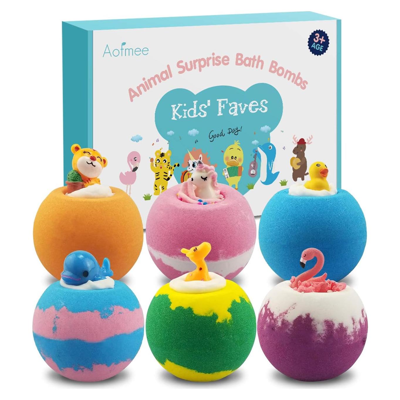 Bombas de Baño Aofmee para Niños - 6 Piezas con Juguete