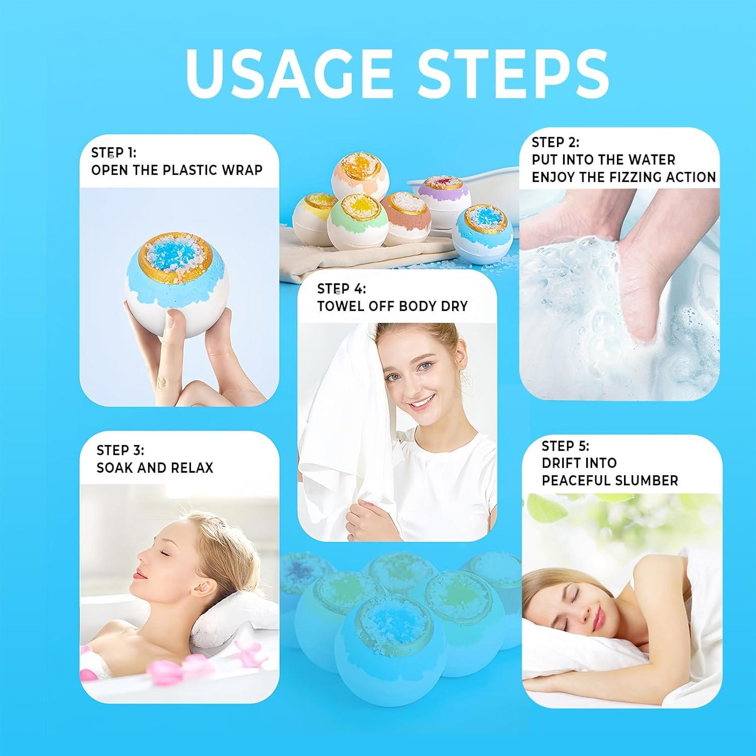 Juego de Bombas de Baño Rainie, 6 Bombas Hechas a Mano, Spa