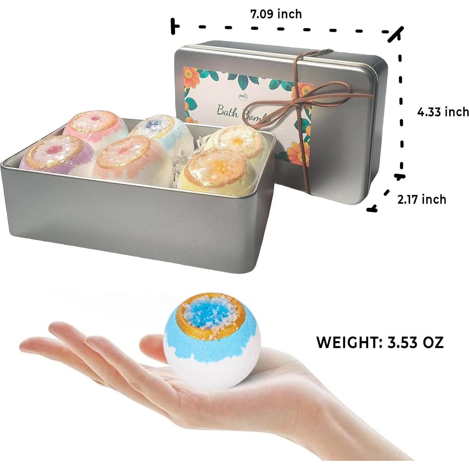 Juego de Bombas de Baño Rainie, 6 Bombas Hechas a Mano, Spa