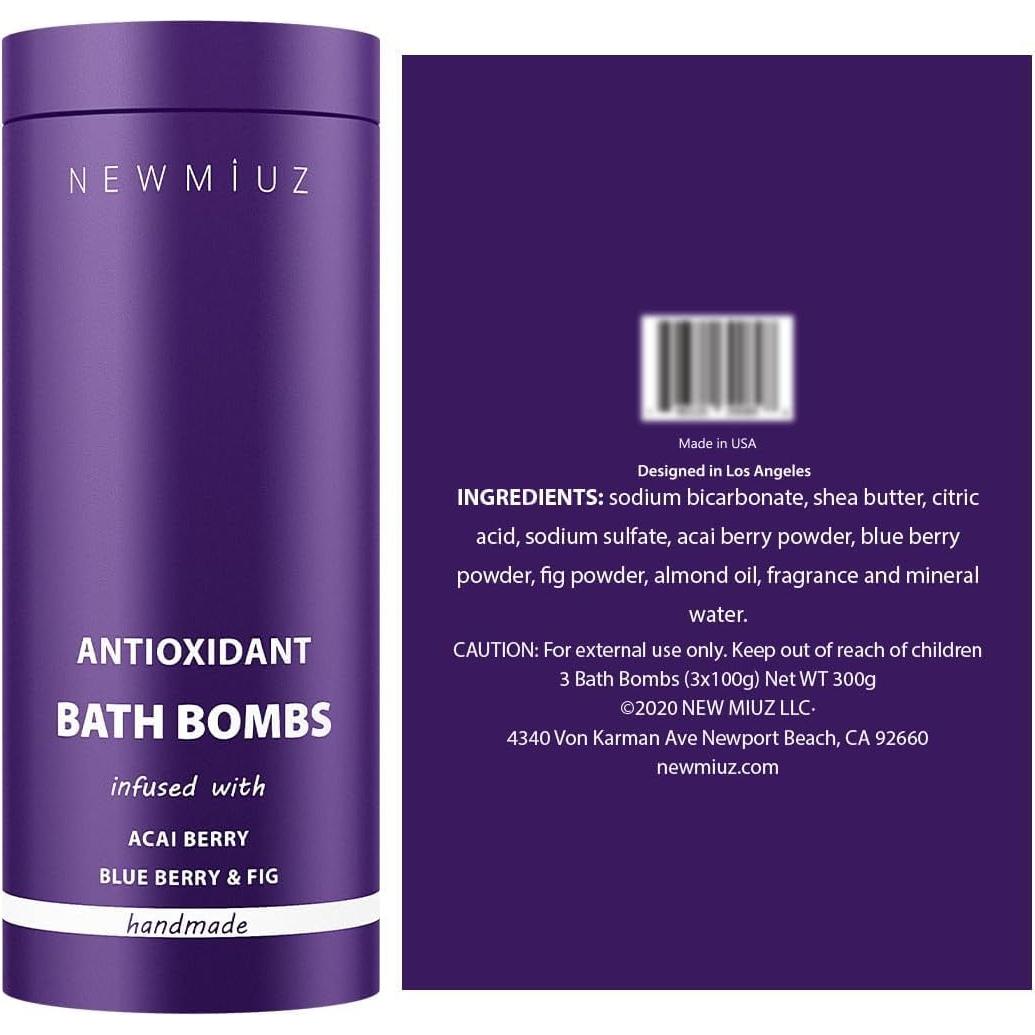 Bombas de Baño Naturales New Miuz - Antioxidantes de Acai y Arándano