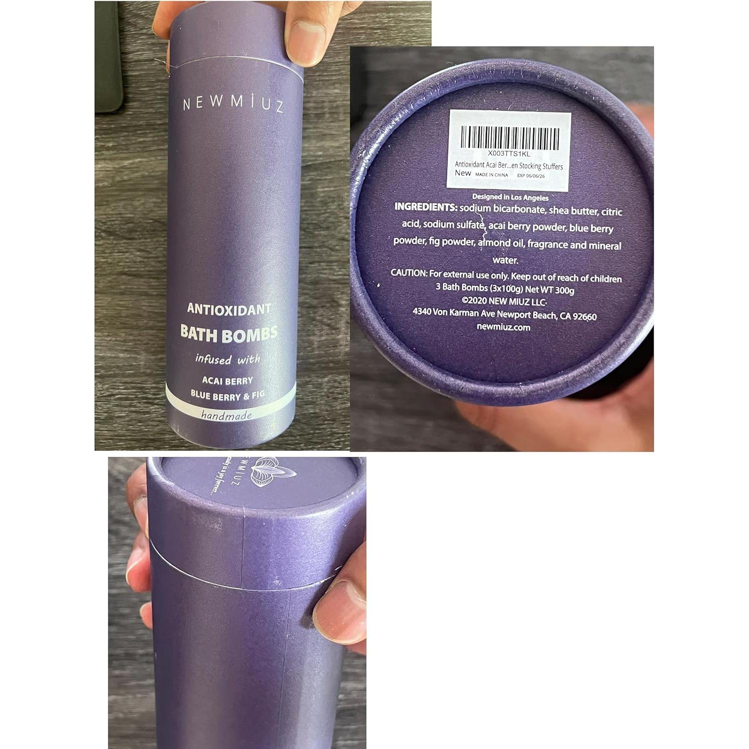 Bombas de Baño Naturales New Miuz - Antioxidantes de Acai y Arándano