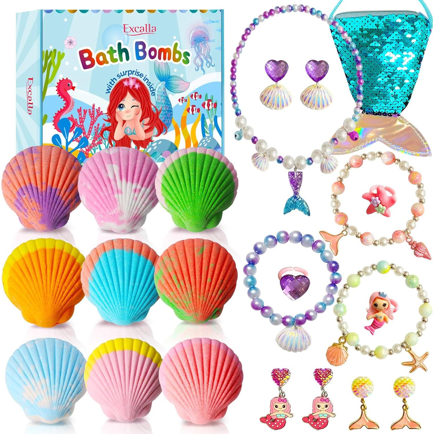 Kit de Bombas de Baño Sirena Excalla - 9 Piezas con Joyería