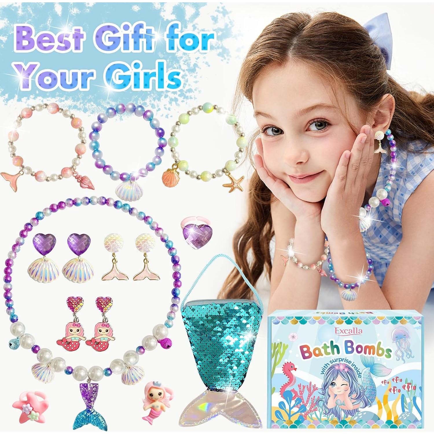 Kit de Bombas de Baño Sirena Excalla - 9 Piezas con Joyería