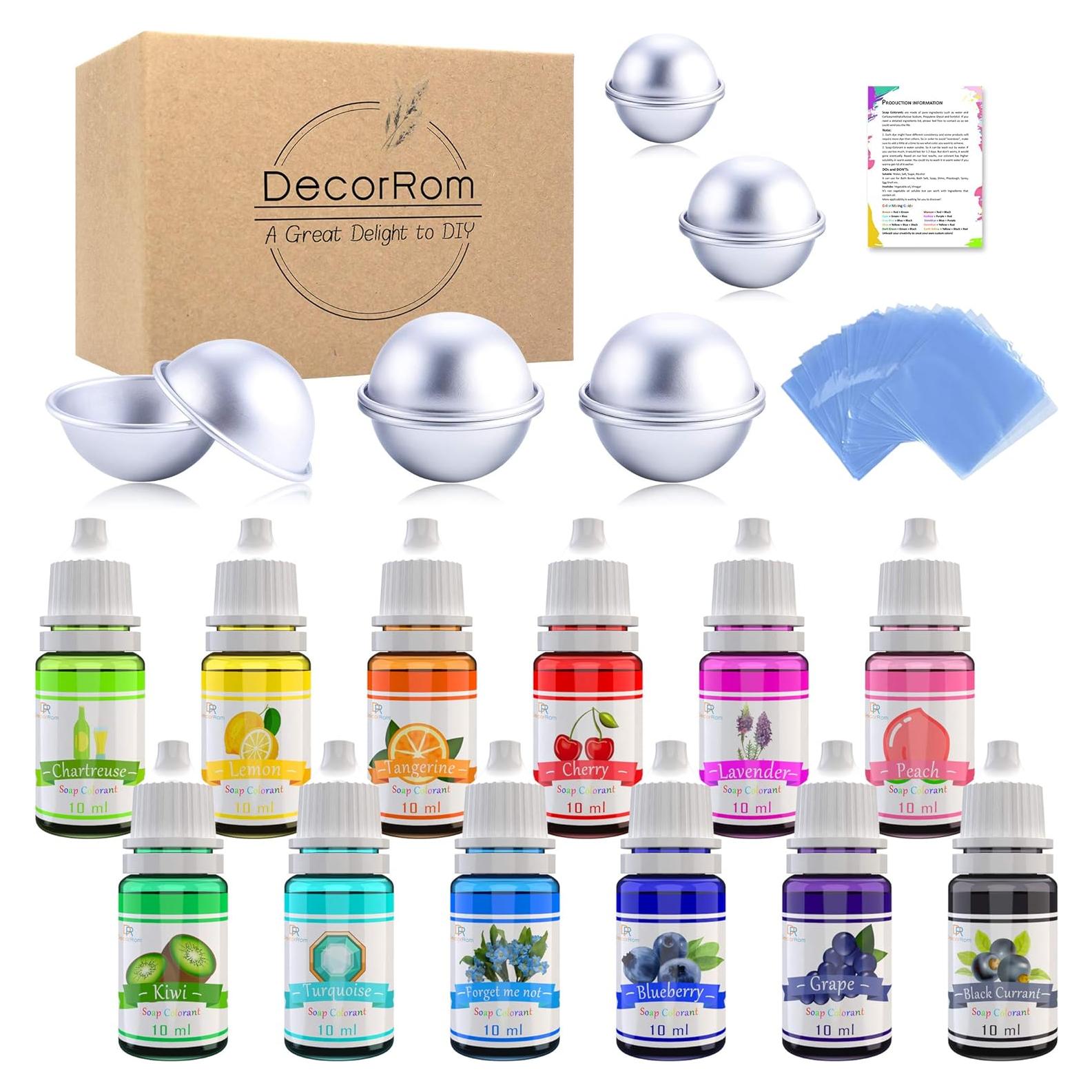 Juego de Moldes para Bombas de Baño DecorRom - 10 Moldes + 12 Colorantes