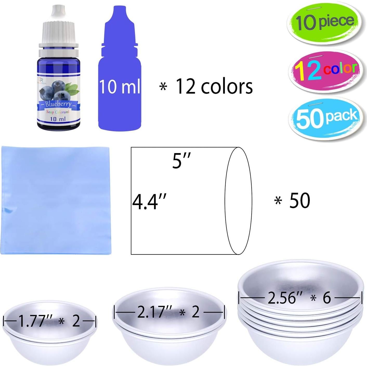 Juego de Moldes para Bombas de Baño DecorRom - 10 Moldes + 12 Colorantes